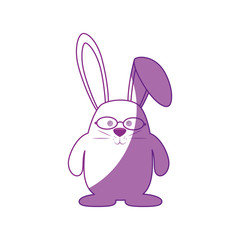 easter bunny with glasses icon over white background.  vector illustration