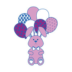 easter bunny with balloons icon over white background. colorful design. vector illustration