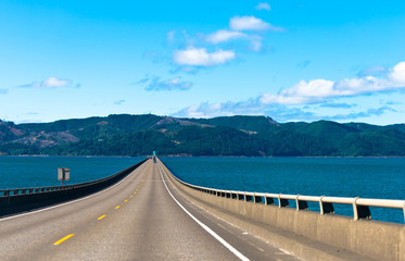 Long Road bridge over Columbia River in Astoria in Pacific
