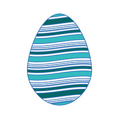 striped easter egg icon over white background.  colorful design. vector illustration