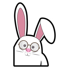 easter bunny with glasses icon over white background. colorful design. vector illustration