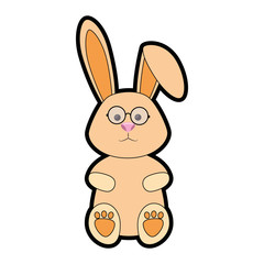 easter bunny with glasses icon over white background. colorful design. vector illustration