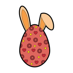 easter egg with bunny ears icon over white background. vector illustration