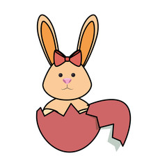eggshell with easter bunny icon over white background. colorful design. vector illustration