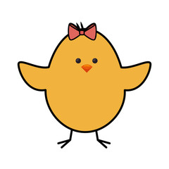 cute chicken icon over white background. colorful design. vector illustration