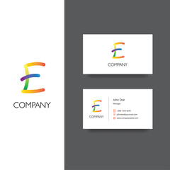 e letter company Logo and business card template