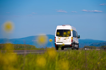 Cargo van inscribed in the natural landscape © vit