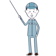 男性作業員が解説　全身