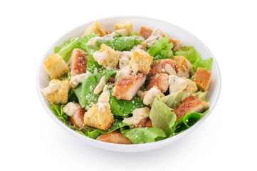 Fototapeta na wymiar Caesar salad on white background.