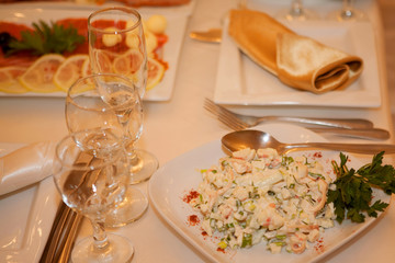 banquet table with food