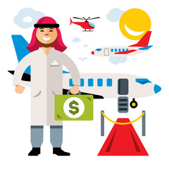 Vector Airport. Landing on the flight. Flat style colorful Cartoon illustration.