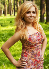 Fototapeta premium beautiful model in the park