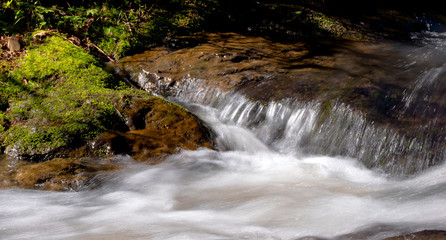 Game of the sun in the water stream