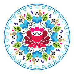Russian folk art pattern - round floral design 