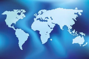 World map silhouette illustration, vector elements with icon. World map white silhouette with deep ocean background