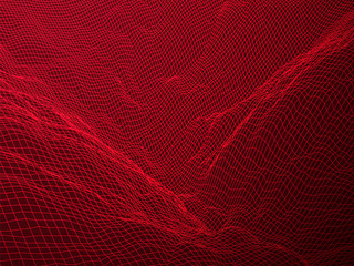 Wireframe landscape vector background. Cyberspace grid technology illustration