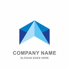 3D Geometric Triangle Hexagon Box Arrow Architecture Interior Construction Business Company Stock Vector Logo Design Template