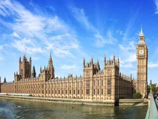 Fototapeta na wymiar The Palace of Westminster with Big Ben (Elizabeth Tower) at sunny morning, London, England, UK.