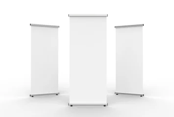Foto op Canvas Blank roll up banner 3 display view template. 3d illustrating. © Salih