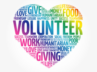 Volunteer word cloud collage, social concept background