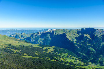 View from Eiger north wall at Grindelwald in the Bernese Alps in Switzerland - travel destination...