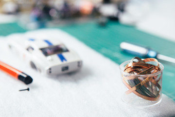 Parts and wires of slot car