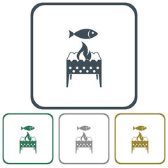 Grilled fish icon. Vector illustration