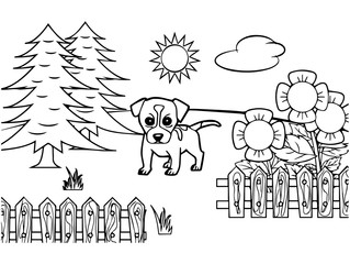 dog cartoon Coloring book vector
