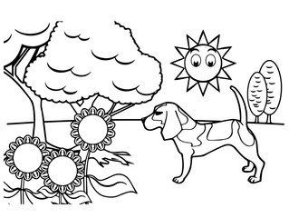 dog cartoon Coloring book vector
