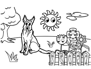 dog cartoon Coloring book vector
