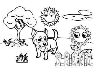 dog cartoon Coloring book vector
