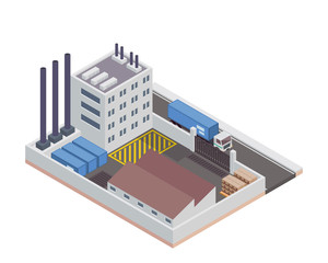 Modern Isometric Industrial Factory and Warehouse Logistic Building, Suitable for Diagrams, Infographics, Illustration, And Other Graphic Related Assets