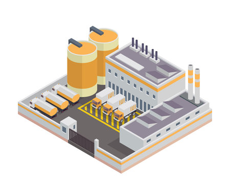 Modern Isometric Industrial Factory and Warehouse Logistic Building, Suitable for Diagrams, Infographics, Illustration, And Other Graphic Related Assets