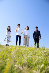 japanese young   group outdoor green