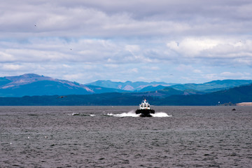 Pilot boat at the mouth of the Columbia River