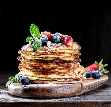 Pancakes with fresh berries.