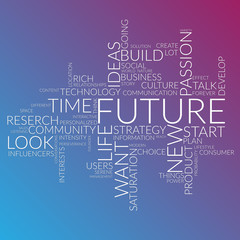 Obraz premium Futuristic words cloud about time, future, life