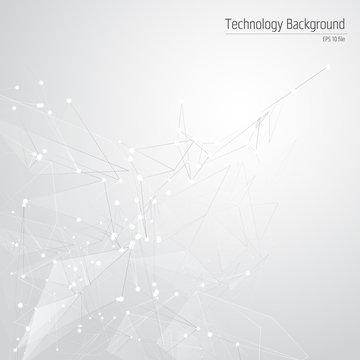Technology triangle, line and dot vector concept. Abstract futuristic triangular background