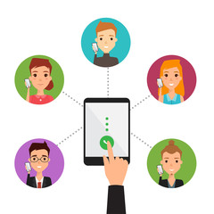 calling phone to communication infographic. illustration vector of a people talking a phone.