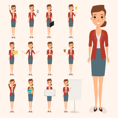 Obraz premium collection business woman character in occupation. illustration vector of a flat design.