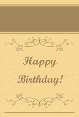 Fototapeta na wymiar beige vector greeting card - happy birthday