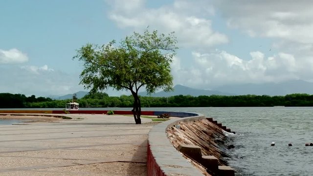 Promenade in Boca de Rio near Marine Museum in Margarita, Venezuela. Taken windy day