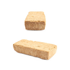 Briquette of nut halva confection isolated