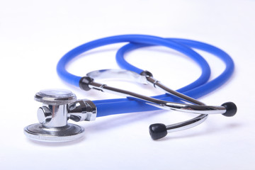 medical stethoscope isolated on white background. selective focus.