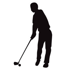 silhouette of Golf swing front view - Vector Illustration
