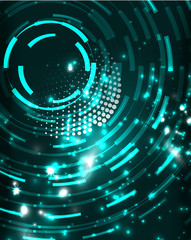 Neon circles abstract background