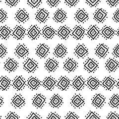 Black and white simple african mudcloth fabric seamless pattern, vector