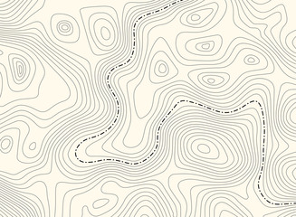 Topographic map with border, vector background. Topo contour map with boundary. Vector illustration.