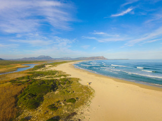 View down the beach over the ocean