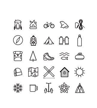 pictogrammes, ic&ocirc;nes, randonn&eacute;e, montagne sport, trekking